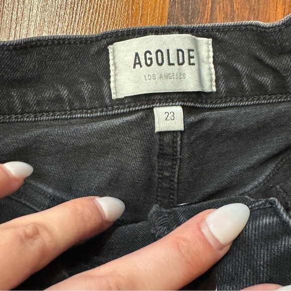 AGOLDE Riley Crop High Rise Straight Black Jeans Size 23 - Picture 3 of 10